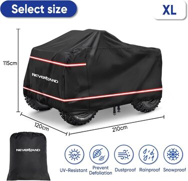 Покривало для квадроцикла NEVERLAND XXXL 256x110x120 см - захист від бруду, сонця, дощу та зимових умов. Оксфорд 210D, оранжевий, з фосфоресцентним покриттям.