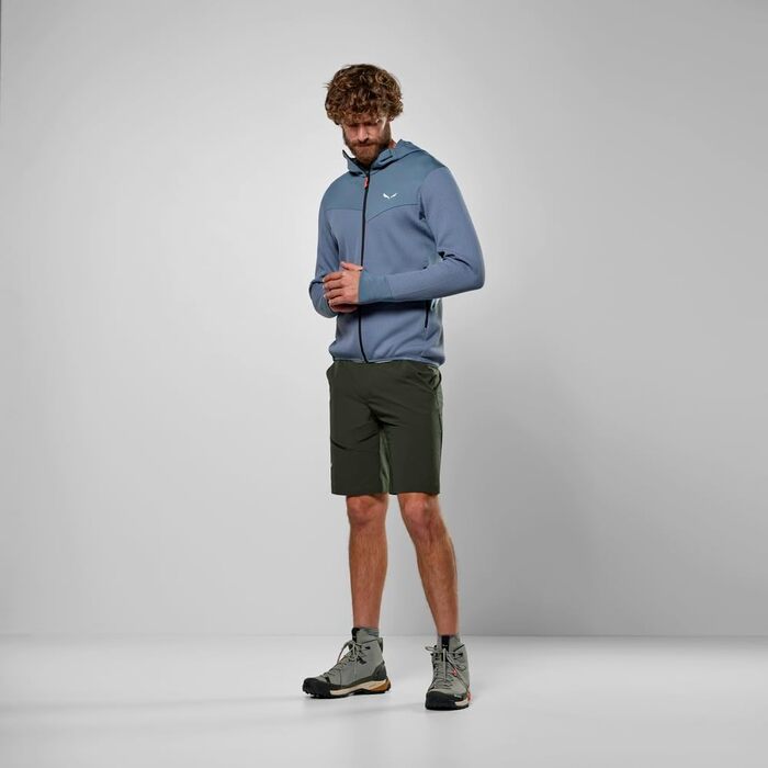 Чоловіча флісова куртка Salewa Puez Waffle Hybrid Polarlite з капюшоном, java blue, розмір S