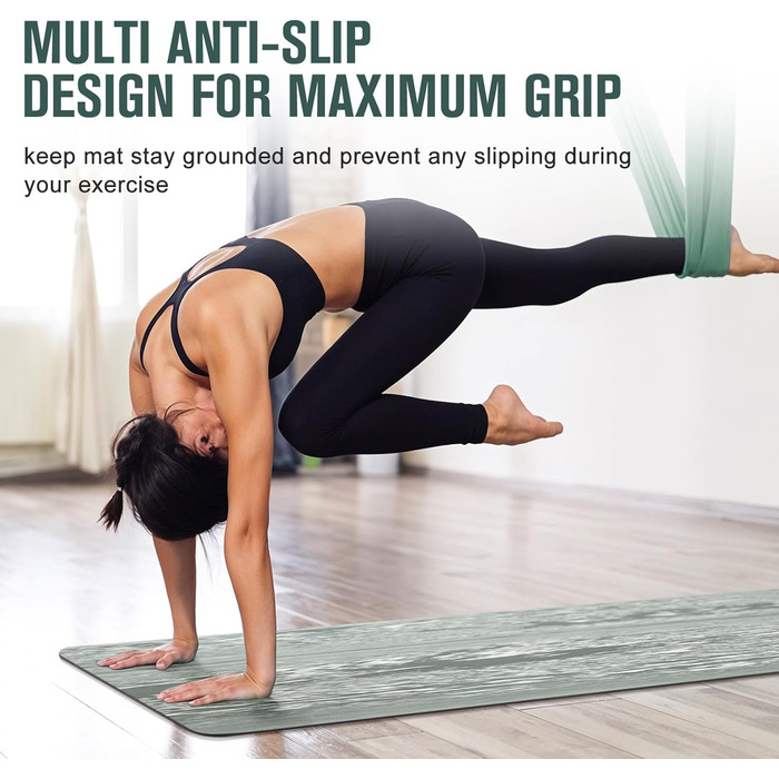 Килимок для йоги Marjar з неслизьким покриттям, фітнес-килимок для занять спортом, 183 x 61 x 0.6-1 см (сірий)