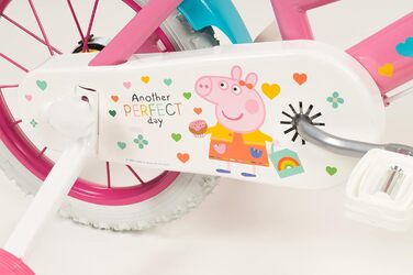 Дитячий велосипед Peppa Pig 14 дюймів з допоміжними колесами, кошиком і сидінням для ляльки, для дітей 4-6 років, кольоровий