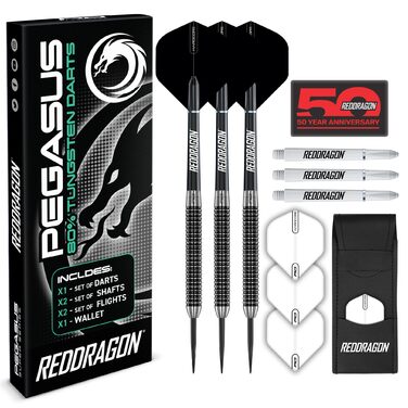 Дарти Red Dragon Pegasus Profi 80% Tungsten 24г - Набір сталевих дротиків з наконечниками, пір'ями та чохлом