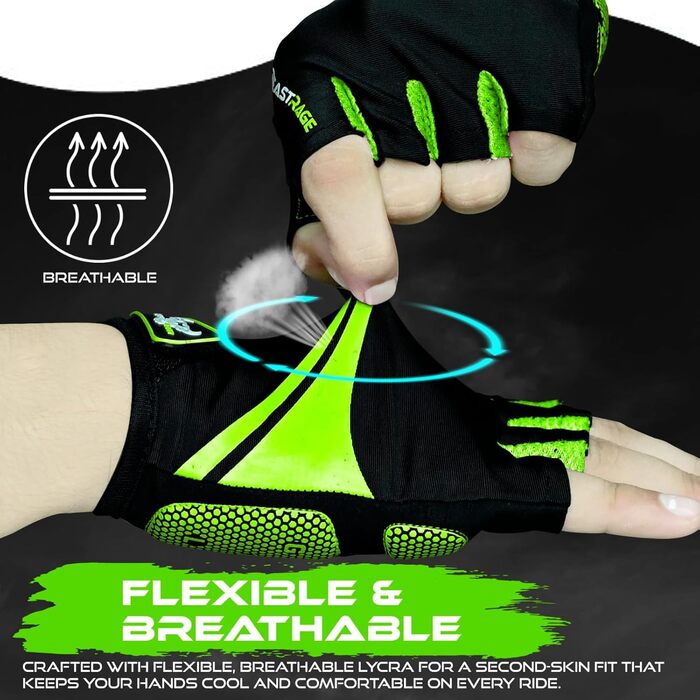 Велосипедні рукавички BEAST RAGE для жінок та чоловіків, дихаючі, без пальців, з антиковзким покриттям, амортизація, підходить для шосе, MTB, гірського велосипеда, білого кольору (PAPAGEI, L)