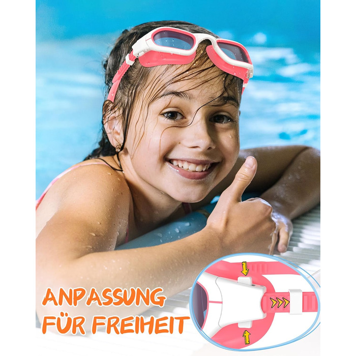 Дитячі окуляри для плавання, маски для снорклінгу для дітей 6-14 років, антизапітніння, захист від УФ, без витоку, широке поле зору, окуляри для плавання для хлопчиків та дівчаток білого та оранжевого кольорів