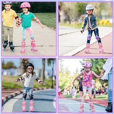 Роликові ковзани дитячі DUZSKJ для хлопчиків та дівчаток, регульовані, з підсвіткою, 4 розміри, рожевий колір