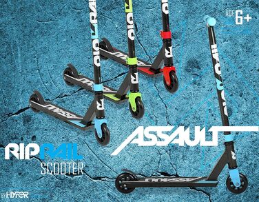 Трюковий самокат Riprail Assault чорний/синій, алюмінієва дека, підшипники ABEC-7