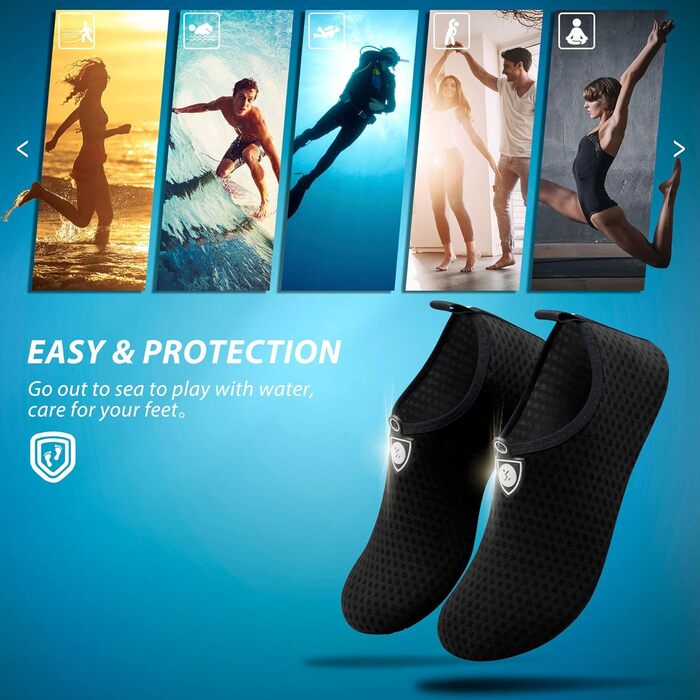 Водні черевики SIMARI для жінок та чоловіків, швидковисихаючі, моделі для плавання та відпочинку на пляжі, спортивні аквашузи SWS001, чорний, розмір 42/43 EU