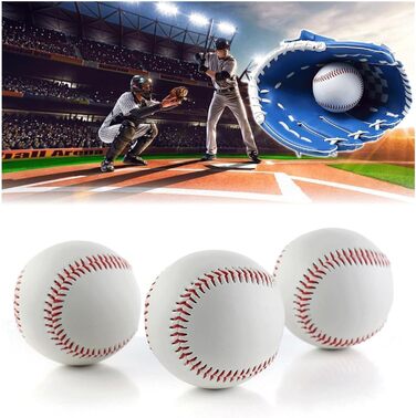 М'яч бейсбольний ручної роботи, 9 дюймів, PU шкіра, для тренувань, дорослих та підлітків, професійний (4 шт)