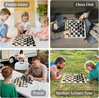 Набір шахів зі складною дошки з силікону, 50,8 см, фігури з вагою, висота короля 9,8 см, 2 додаткові королеви, складана дошка, портативний набір для подорожей та турнірів, з сумкою