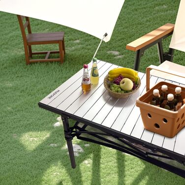 Складаний садовий стіл для кемпінгу Poepore, алюміній, 140x70x70 см, на 4-6 осіб, чорний