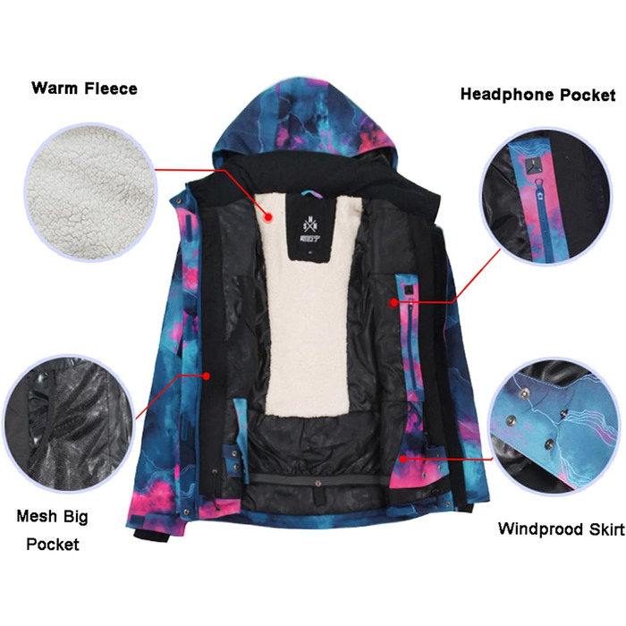 Костюм для сноубордингу та катання на лижах ALSOGO: комплект куртка та штани, водонепроникний, вітрозахисний, для сноубордингу, лиж, альпінізму (S, SMNGN+Black)