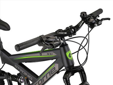 Гірський велосипед Licorne Bike Strong 2D Premium 27,5 дюймів, для хлопців, дівчат, жінок і чоловіків, з дисковими гальмами, 21 швидкість, повна амортизація, чорний/лайм