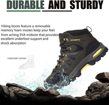 Водонепроникні туристичні черевики для чоловіків та жінок, 44.5 EU, Зелені