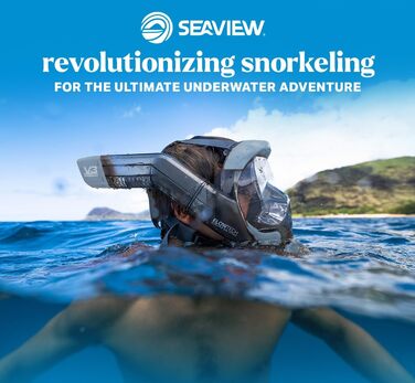 Маска для снорклінгу Seaview 180 V3 з панорамним оглядом для дорослих - блакитна