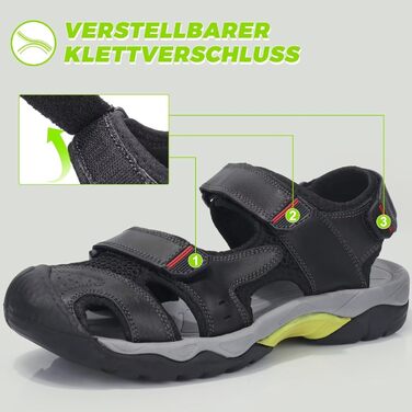Чоловічі спортивні сандалії VisionReast для хайкінгу та активного відпочинку. Чорні сандалі для туризму та подорожей, 41 EU, з клямкою.