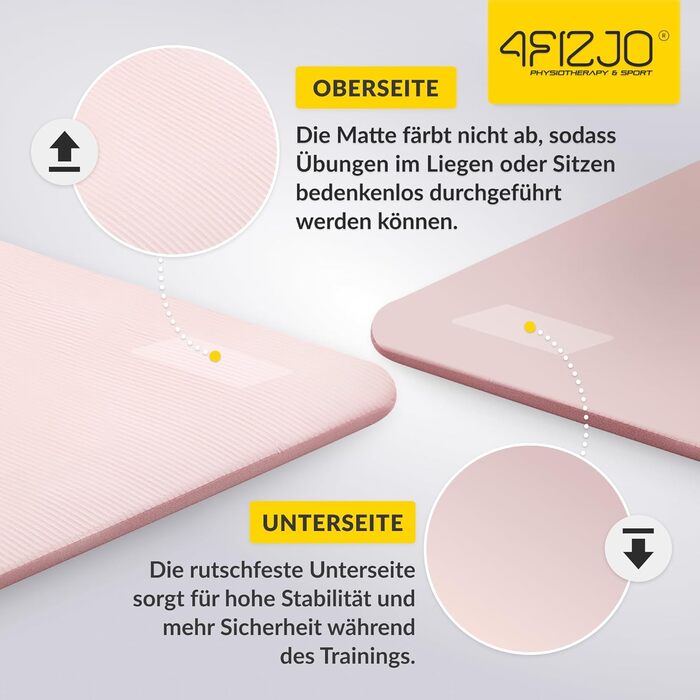 Фітнес-мат 4FIZJO 180x60 см, рожевий, 1.5 см, NBR піна, антиковзкий, для йоги, пілатесу, спорту та гімнастики, з ременем для транспортування