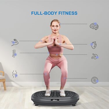 Вібраційна платформа EILISON FitMax 3D XL для тренувань всього тіла, фітнес-машина для схуднення, лімфодренажу, відновлення, з еспандерами, для дому