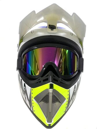 Шолом мотокрос MTB повний, для дітей та дорослих, з окулярами та рукавичками, білий (M 54~55см)