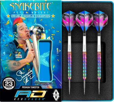 Професійний набір дротиків Red Dragon Peter Wright Snakebite 1, вольфрамові, 23 г, з крилами та стрижнями