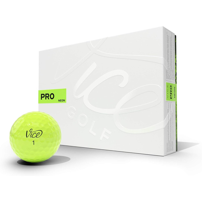 Гольф м'ячі VICE Pro Neon Lime 2020, 12 шт, 3-шарові, уретан, для досвідчених гравців, високий спін, максимальний контроль