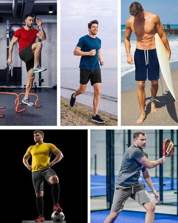 Набір чоловічих спортивних шортів NY Threads (5 шт), швидкосохнучі, легкі, для бігу та фітнесу, розмір XL, різні кольори (чорний, темно-синій, сірий)