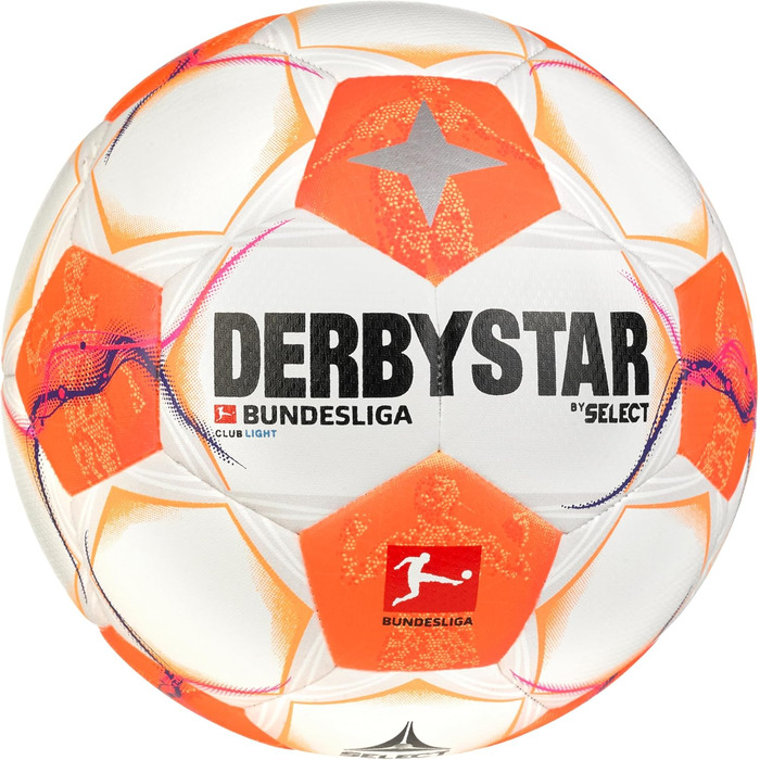 Футбольний м’яч Derbystar Bundesliga Club Light V24, розмір 4, біло-оранжево-рожевий, для юніорів, унісекс