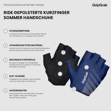 Fahrradhandschuhe GripGrab Ride Einsteiger Kurzfinger Sommer - Білі велосипедні рукавички GripGrab Ride Einsteiger (L, Navy Blue)