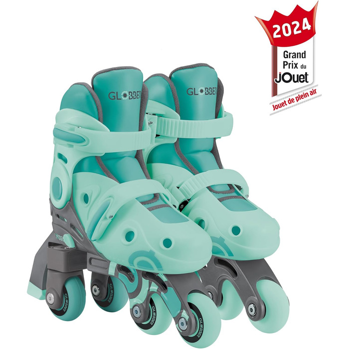 Ролики GLOBBER 2in1 для дітей, регульовані, Inline та Quad, ABEC 9, 26-29, м'ятний колір