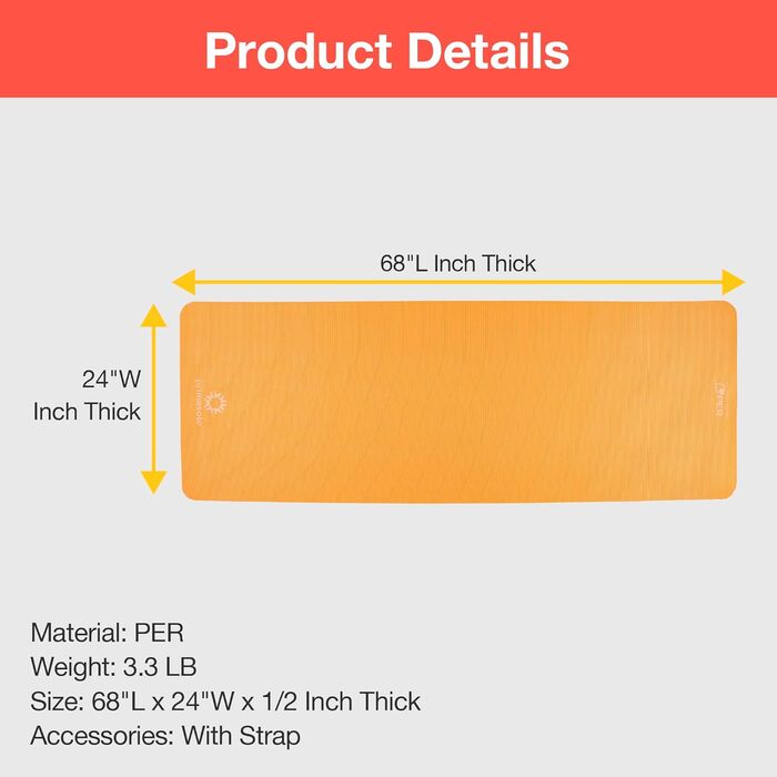 PRIMASOLE Килимок для йоги: екологічний матеріал, 1.27 см, нековзний, для йоги, пілатесу, фітнесу вдома та в спортзалі, двоколірний (кораловий, сірий)