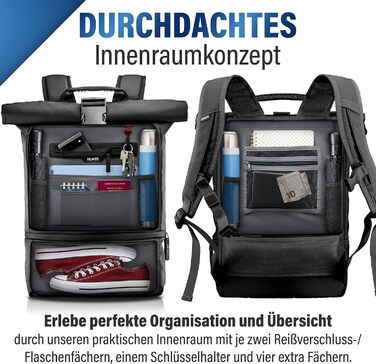 Рюкзак HEAVER Rolltop з відділенням для ноутбука, водонепроникний, універсальний для жінок та чоловіків, міський рюкзак для навчання та повсякденного використання, великий об'єм
