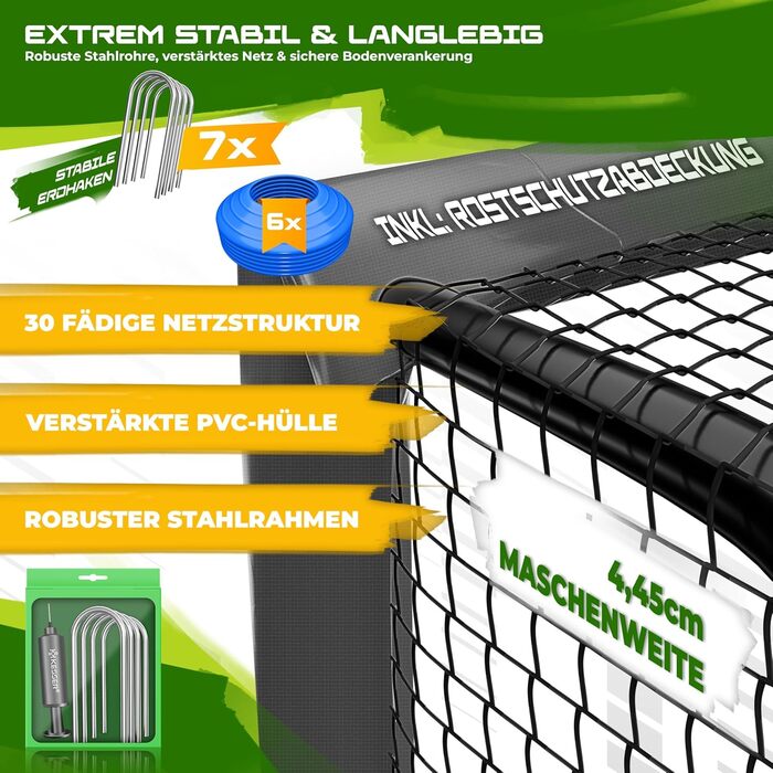 Ворота для футболу KESSER® 300см для тренувань на вулиці, сталевий каркас, антрацит