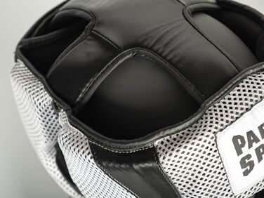 Захист голови Paffen Sport Star MESH для спарингу – Легкий та міцний, для боксу, муай-тай, кікбоксингу. Чорний/Білий S/M