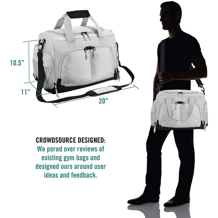Спортивна сумка FocusGear Ultimate Gym Bag 2.0, водовідштовхувальна, 10 відділень, середня, зелена, 29,8×26,7×50,8 см