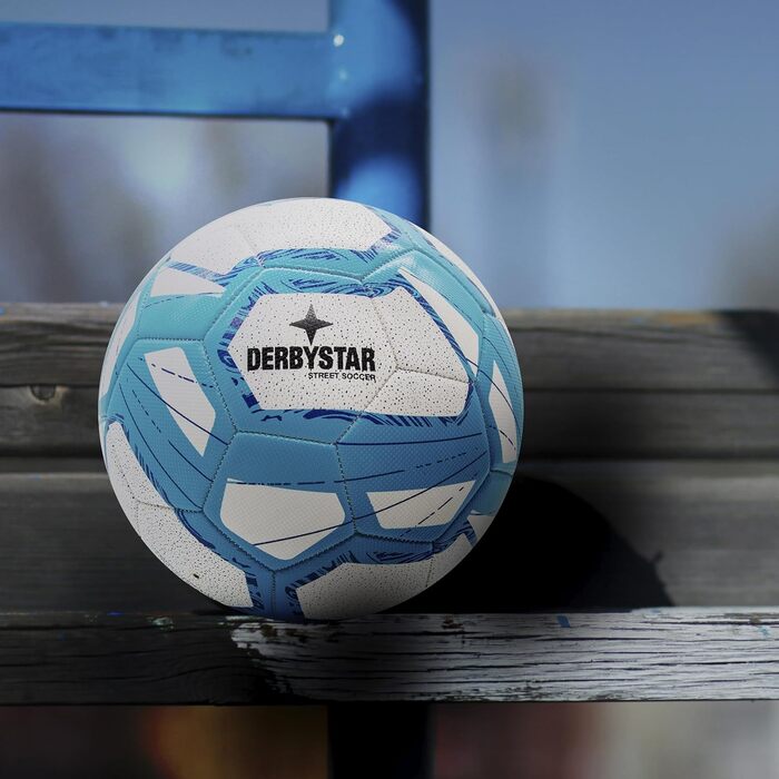 М'яч для вуличного футболу Derbystar Street Soccer, розмір 5, біло-синій, для активного відпочинку