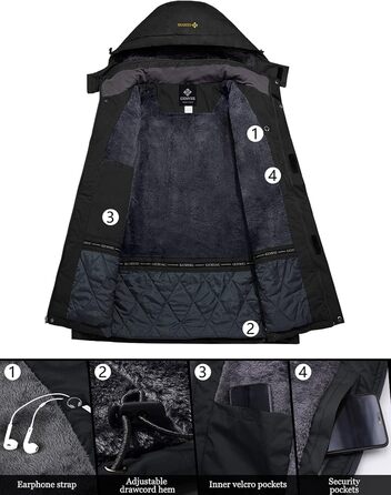 Чоловіча зимова куртка GEMYSE без блискавки, чорного кольору