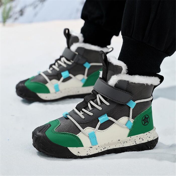 Водонепроникні зимові черевики для дітей - зимові чоботи для дівчаток та хлопчиків, утеплені, для активного відпочинку, антиковзаючі, розмір 28 EU, зелені