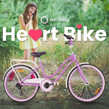 Дівчача дитяча велосипед Sun Baby 20 дюймів, 6 швидкостей Shimano, регульоване сідло, біло-золотий колір (24 дюйми, фіолетовий)