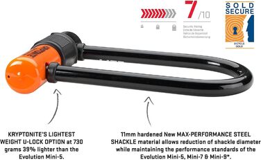 Замок велосипедний Kryptonite Evolution Mini-5, рівень захисту 7/10, з тримачем, 3 ключі