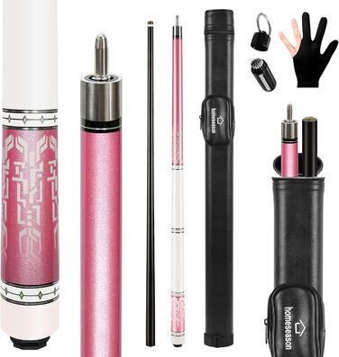 Більярдний кий HomeSeason Billardqueue: професійний, з карбону, 147.3 см, 12.7 мм, з чохлом (рожевий)