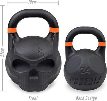 Гиря Phoenix Fitness Schädel 24 кг з чавуну у вигляді черепа для силових і кардіо тренувань