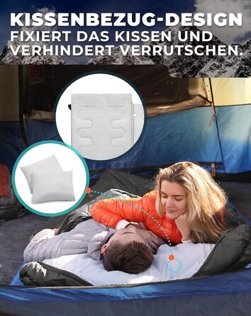 Сплячий мішок KingCamp для двох осіб, зимовий, чорний, для кемпінгу та відпочинку на природі