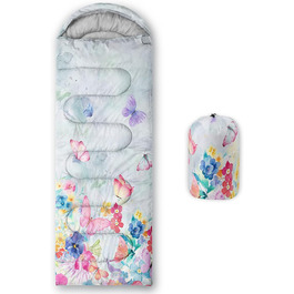 Спальний мішок HOSIMA з принтом футболу, для холодного клімату, дорослий, дитячий, водонепроникний, для кемпінгу, піших прогулянок, подорожей, полювання, компресійний мішок (квіти)