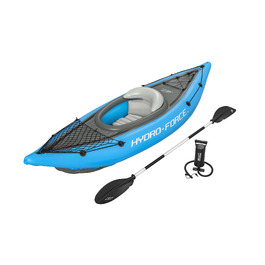 Надувний одномісний каяк Hydro-Force Cove Champion з веслом, помпою та сумкою для перенесення, синій