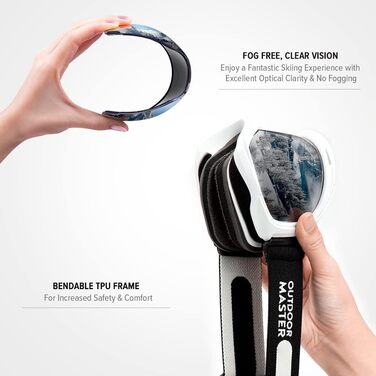 Окуляри для сноуборду та гірських лиж OutdoorMaster OTG - захист від УФ-променів, універсальна модель для чоловіків, жінок та підлітків