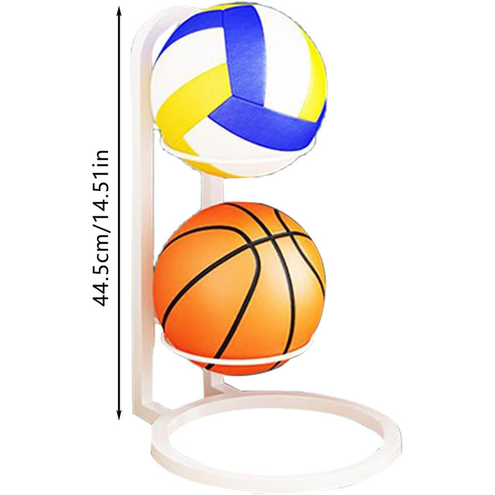 Стенд для м'ячів: баскетбол, футбол, волейбол, металевий, 2 яруси, білий