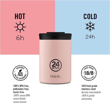 Термокружка 24BOTTLES Travel Tumbler 350 мл, термос для кави та чаю, нержавіюча сталь, герметична кришка, зберігає тепло 6 годин/холод 24 години, екологічна пляшка Atlantic Bay