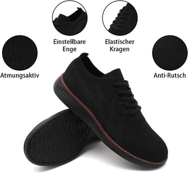 Чоловічі бігові кросівки: спортивне взуття, повсякденне взуття на плоскій підошві, чорного кольору, розмір 45 EU