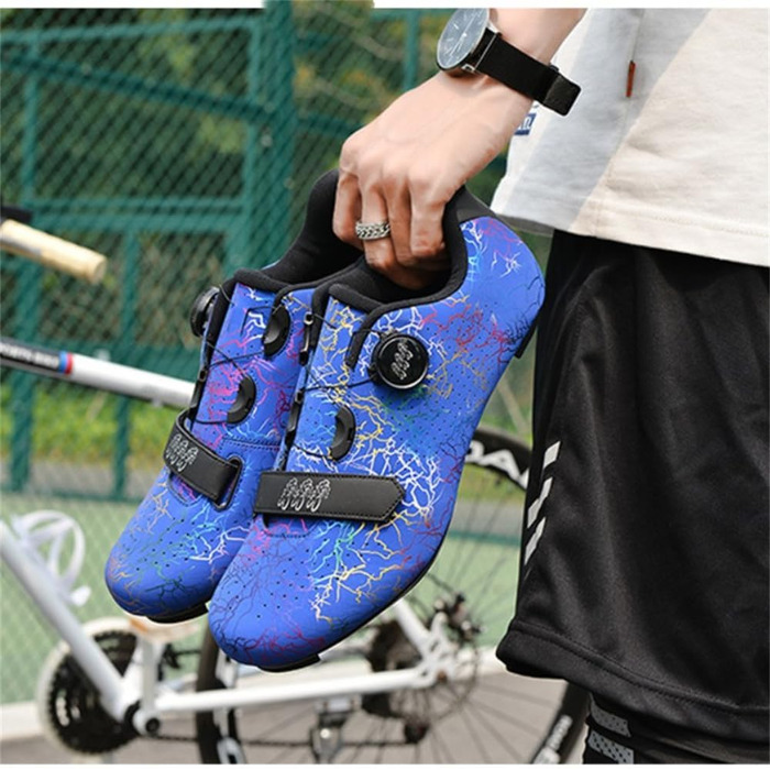 Велосипедні шкарпетки для чоловіків та жінок, шосейні та MTB велотуфлі, сумісні з Look SPD SPD-SL, дихаючі, для їзди на відкритому повітрі (45 EU, Сапфір)