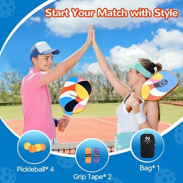 Набір ракет для піклболу Niupipo: 2 шт., скловолокно, поліпропілен, зручна ручка, легкі, сумка для перенесення