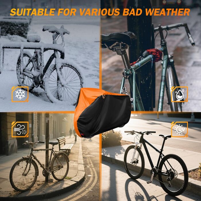 Водонепроникний чохол для велосипеда 200x110x70 см, преміум-якість, захист від сонця та дощу, з кільцями для замка, міцний, з сумкою