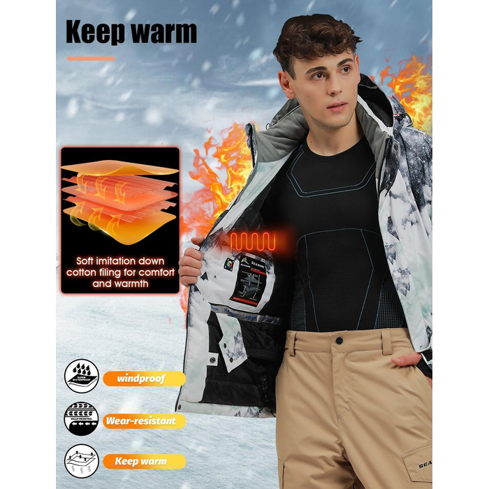 Чоловічий зимовий костюм для сноубордингу та катання на лижах, водонепроникний, вітронепроникний, теплий, для походів та скелелазіння, розмір L, чорний